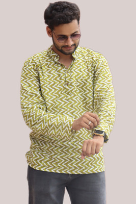 Sarju Creation Men Solid Straight Kurta(Green)