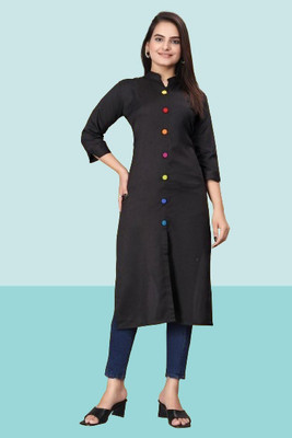 HouseOfCommon Women Printed Anarkali Kurta(Black)