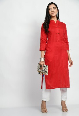 MAURYA Women Striped Straight Kurta(Red)