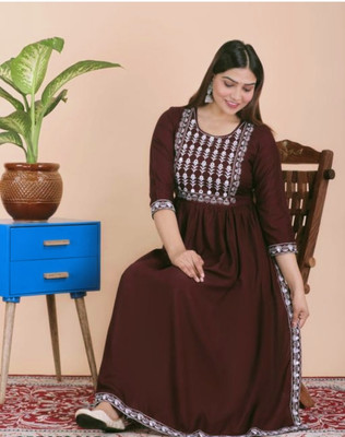 laxmi creation Women Embroidered A-line Kurta(Purple)