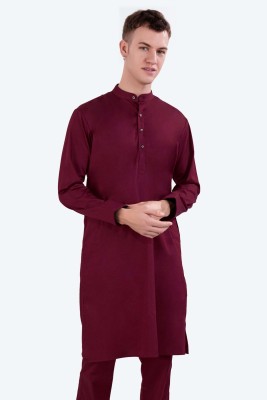 french crown Men Solid Ethnic Dress Kurta(Maroon)