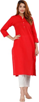 SAVIMA FASHION Women Solid Straight Kurta(Red)