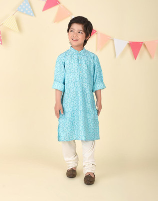 Fabindia Boys Printed A-line Kurta(Blue)
