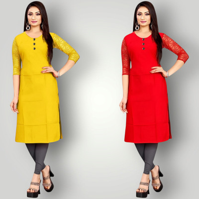 Coft Women Solid Straight Kurta(Multicolor)