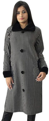 Hautemoda Women Striped Straight Kurta(Grey)