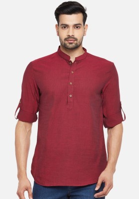 STYLETHIC Men Solid A-line Kurta(Maroon)