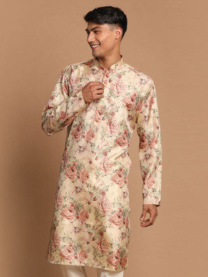 VASTRAMAY Men Printed A-line Kurta(Brown)