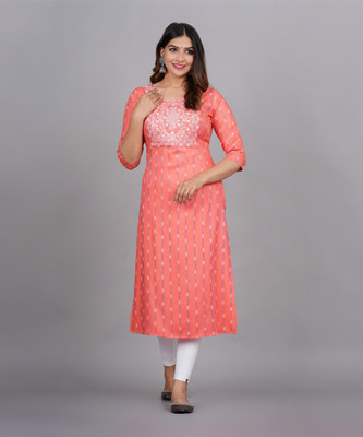 Glowworld Women Embroidered Straight Kurta(Pink)