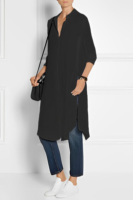 GPNTI Women Solid Straight Kurta(Black)