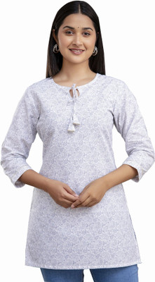RAISHREE Women Printed Straight Kurta(White)