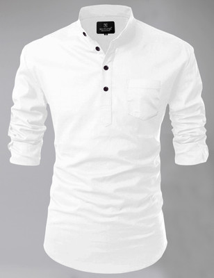 Nnc Men Solid Straight Kurta(White)
