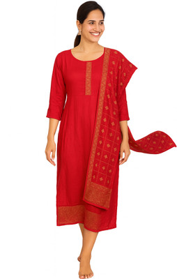 Orange Paper Women Woven Design A-line Kurta(Brown)