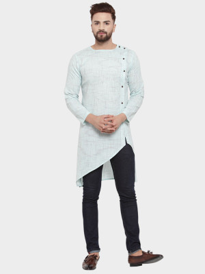 Enchanted Drapes Women Solid Asymmetric Kurta(Blue)