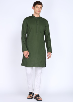 PETER ENGLAND Men Solid A-line Kurta(Dark Green)