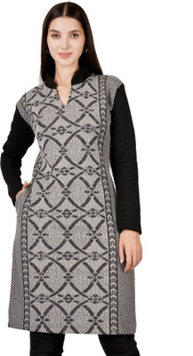 DIMSYCOLLECTION Women Block Print Straight Kurta(Grey)