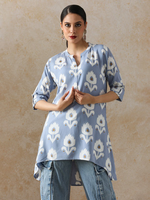 Moara Women Printed A-line Kurta(Blue)