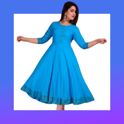 Final Choices Women Printed Anarkali Kurta(Light Blue)