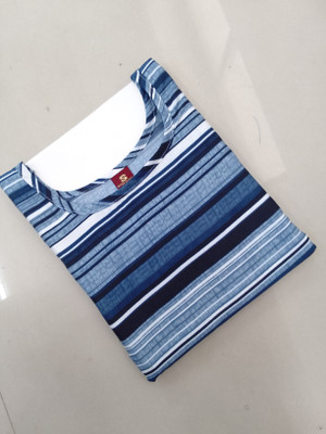 VAISALICREATION Women Striped Straight Kurta(Blue)