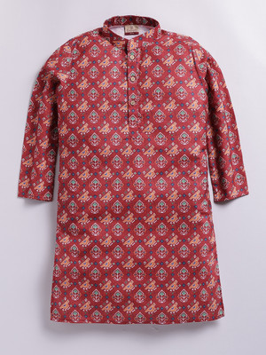 Tabard Boys Printed Straight Kurta(Multicolor)