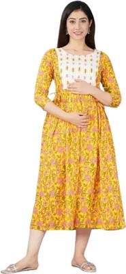 KRISHNA VASTRAM Women Printed Anarkali Kurta(Yellow)