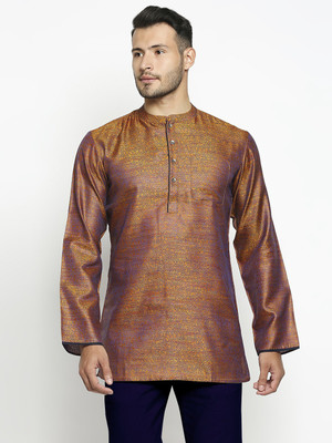Arch Element Men Printed Straight Kurta(Brown)