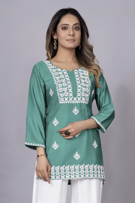 MAAIMPEX Women Chikan Embroidery A-line Kurta(Multicolor)