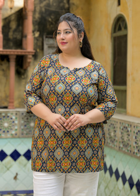 RopaDeModa Women Printed Straight Kurta(Blue)