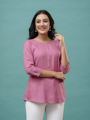 Feranoid Retail Women Solid Straight Kurta(Pink)