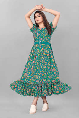 ALISHA FASHION Women Leheriya Anarkali Kurta(Purple)