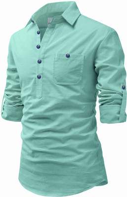 Apektra Men Solid A-line Kurta(Light Green)