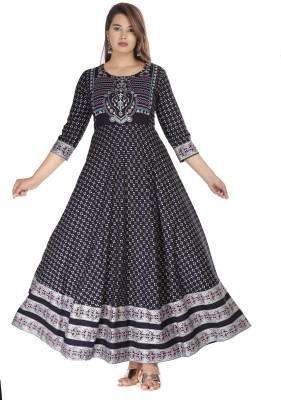 VENUSY Women Self Design Anarkali Kurta(Blue)