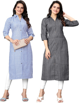 MANTRA DESIGNER Women Striped, Printed, Self Design, Solid Straight Kurta(Multicolor)