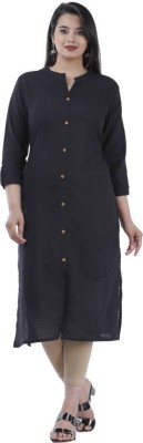 Moda Casa Women Solid A-line Kurta(Black)