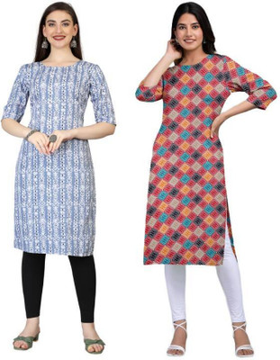MIROSELLY CREATION Women Printed Straight Kurta(Multicolor)