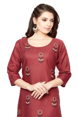 True Spirit Women Printed Straight Kurta(Maroon)