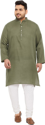 bigbanana Men Solid Straight Kurta(Green)