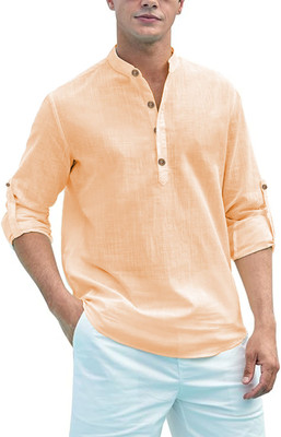 Univibe Men Solid Straight Kurta(Orange)