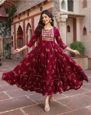 NISTA CREATION Women Printed A-line Kurta(Red)
