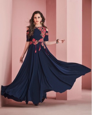 PRIYANSHU FASHION Anarkali Gown(Blue)