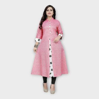 TheIconFashion Women Printed A-line Kurta(Pink)