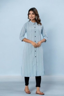 VIVIDH CREATIONS Women Self Design A-line Kurta(Blue)