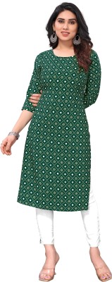 Gitanjali Trend Women Printed Straight Kurta(Dark Green)