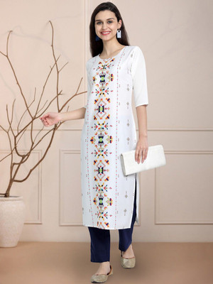 Moda Rapido Women Solid Straight Kurta(Multicolor)