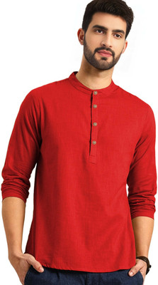 DiAsh Men Solid A-line Kurta(Red)