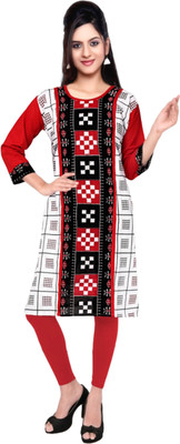 ARTFULTHREADS Women Printed, Geometric Print A-line Kurta(Multicolor)