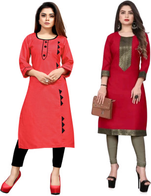 AAIKHODAL Women Embellished Straight Kurta(Multicolor)