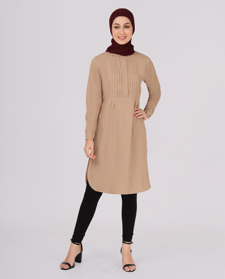 SILK ROUTE London Women Solid Ethnic Dress Kurta(Brown)