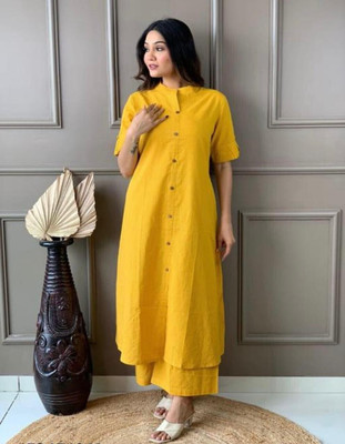 SHIRIN CREATION Women Printed A-line Kurta(Yellow)