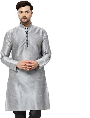 TS Lifestyle Men Solid Straight Kurta(Silver)