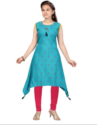 Aarika Girls Casual Kurti and Legging Set(Pink Pack of 1)